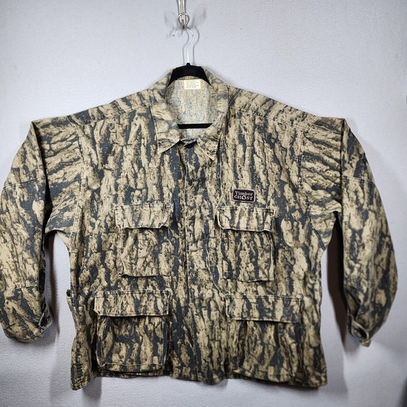 Vintage Timber Ghost Camo Combat Jacket USA Made Hunting Field Coat XL 49